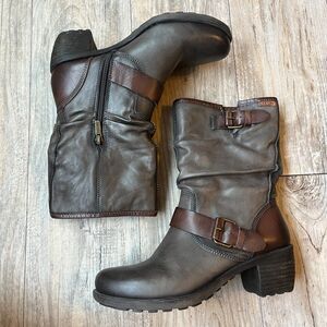 Pikolinos Boots Le Mans EU 36 US 5.5 Calfskin Gray Brown Buckle 838-9233 $249